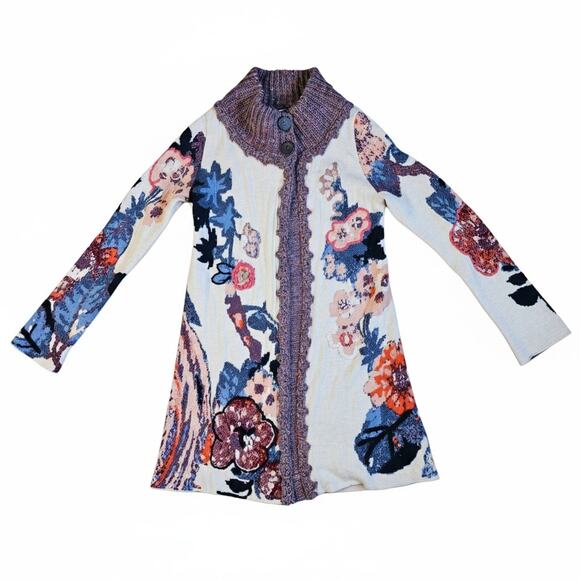 Rare Anthro Sleeping On Snow Embroidered Cardigan Sweater - Picture 3 of 8